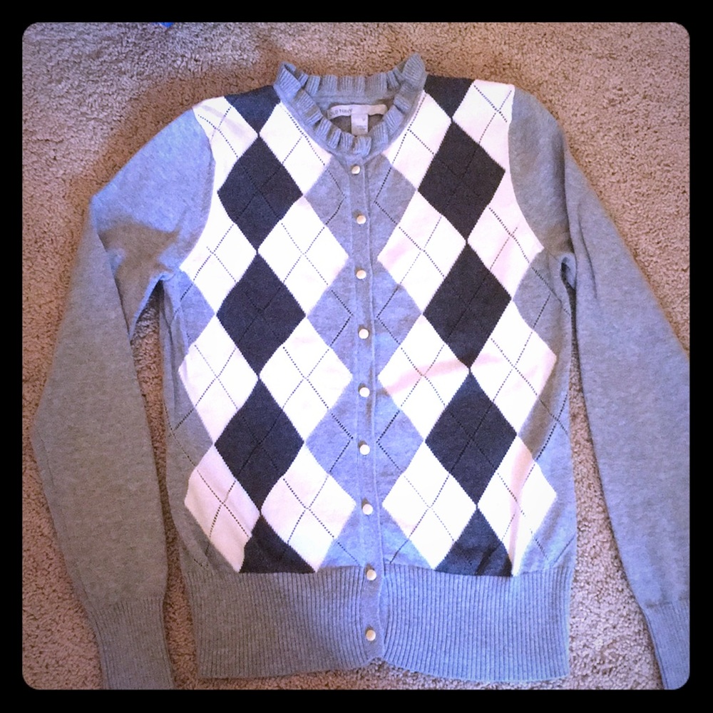 Gray and white Old Navy cardigan